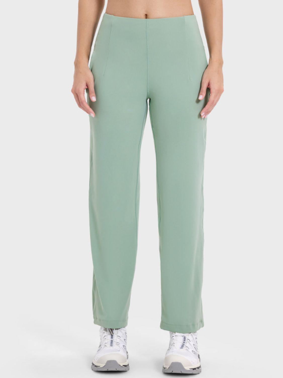 Millennia Pocketed High Waist Active Pants Gum Leaf