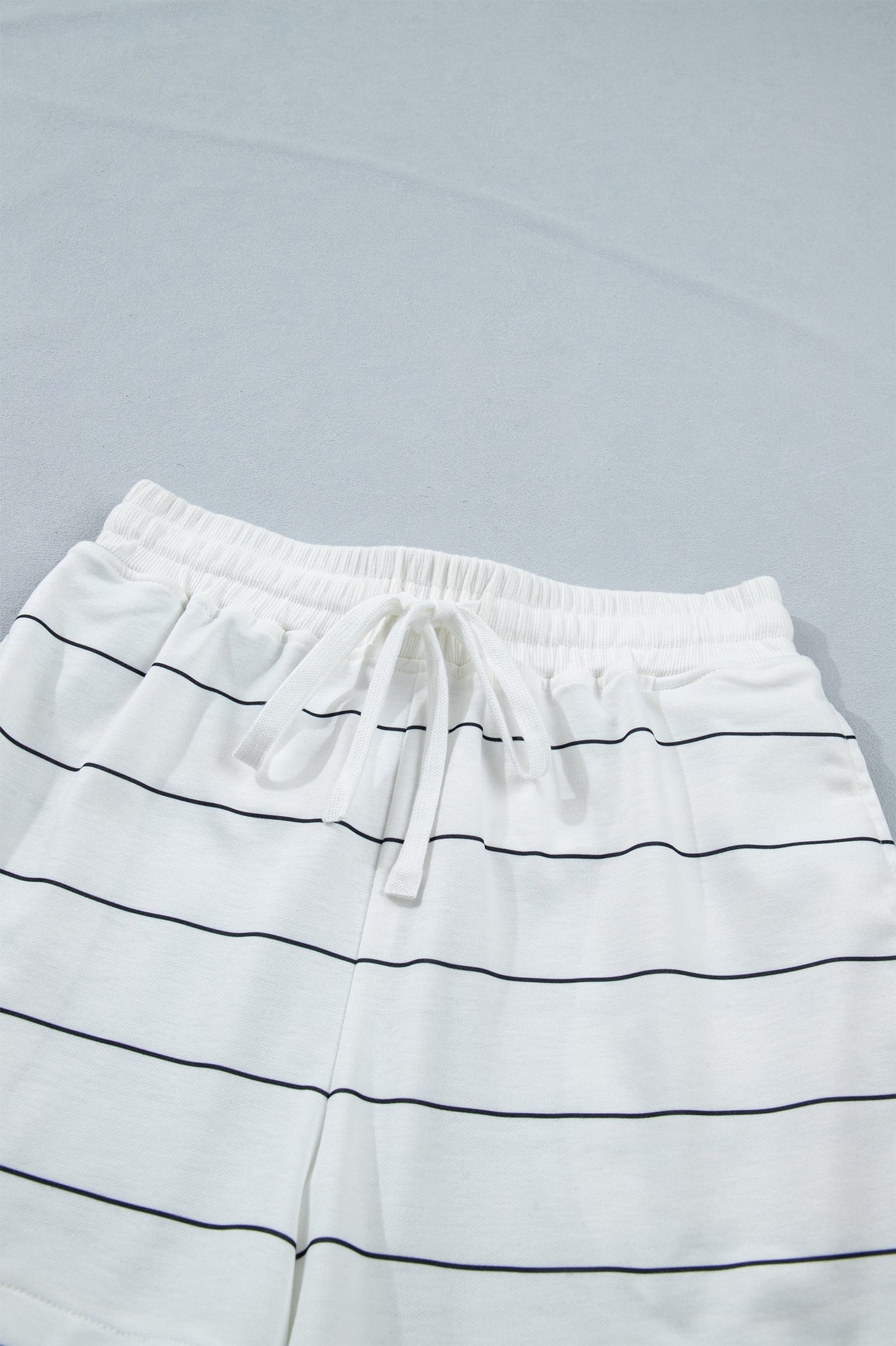 Stripe Short Sleeve Tee & Drawstring Shorts Set