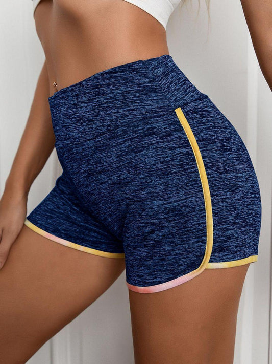 Ivy Lane Heathered Wide Waistband Shorts Navy