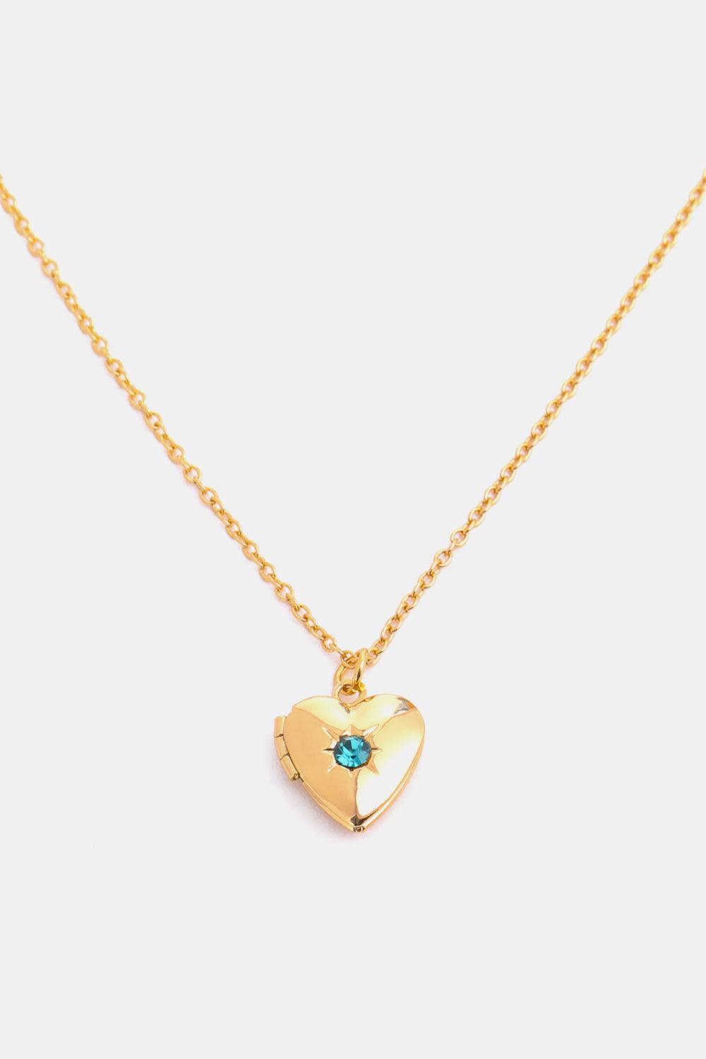 Zircon Heart Shape 14K Gold-Plated Pendant Necklace May One Size