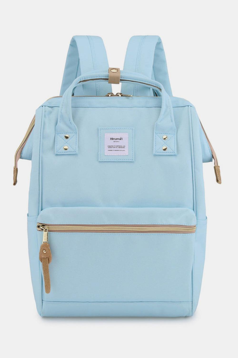 Himawari Waterproof Canvas Backpack Bag with Side Pockets Light Blue One Size