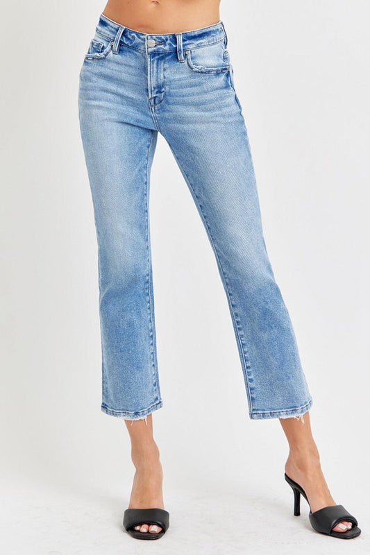 RISEN Full Size Low Rise Crop Slim Straight Jeans Medium