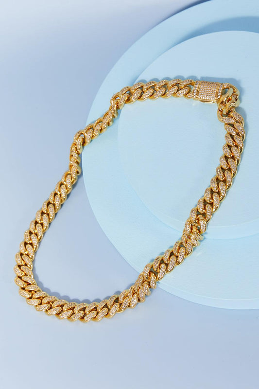 Brass Curb Chain Necklace Gold One Size