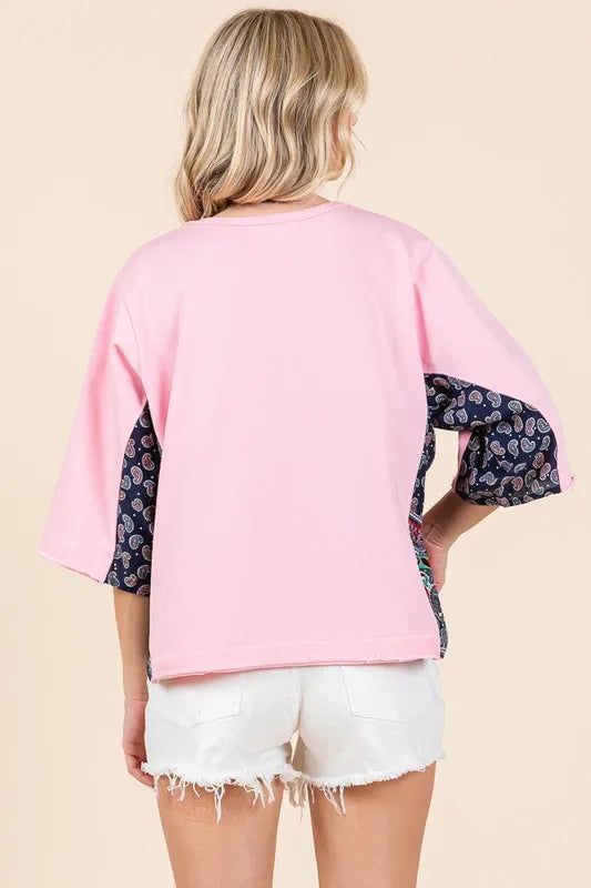 Lime 'N' Chili Fitchburg State Graphic Contrast Half Sleeve Top