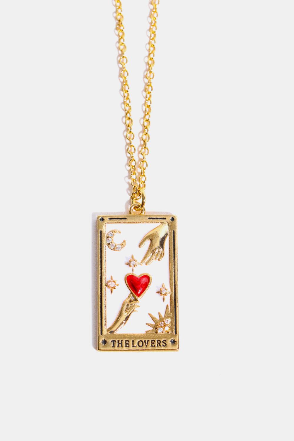 Tarot Card Pendant Stainless Steel Necklace Heart One Size