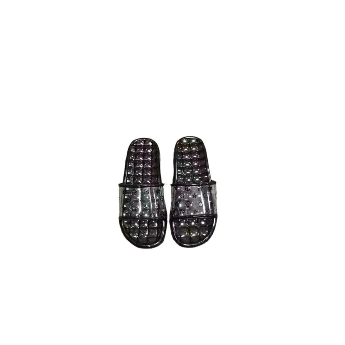 Open Toe Flats Slippers Black