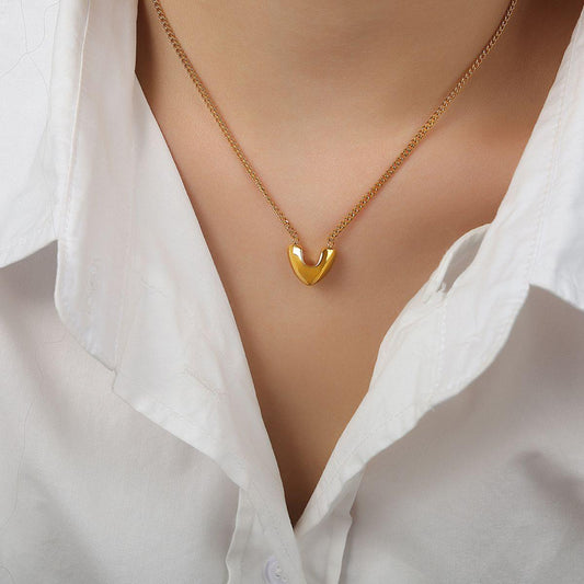 Gold-Plated Heart Pendant Necklace Gold One Size