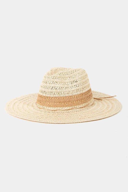 Fame Contrast Straw Braided Sun Hat IV One Size