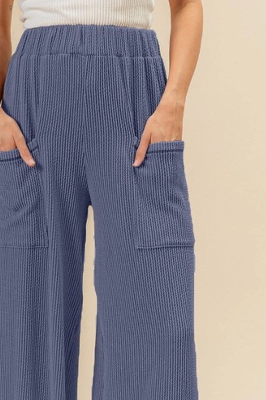 BiBi 2tone Cord Rib Waist Band Side Pocket Pants
