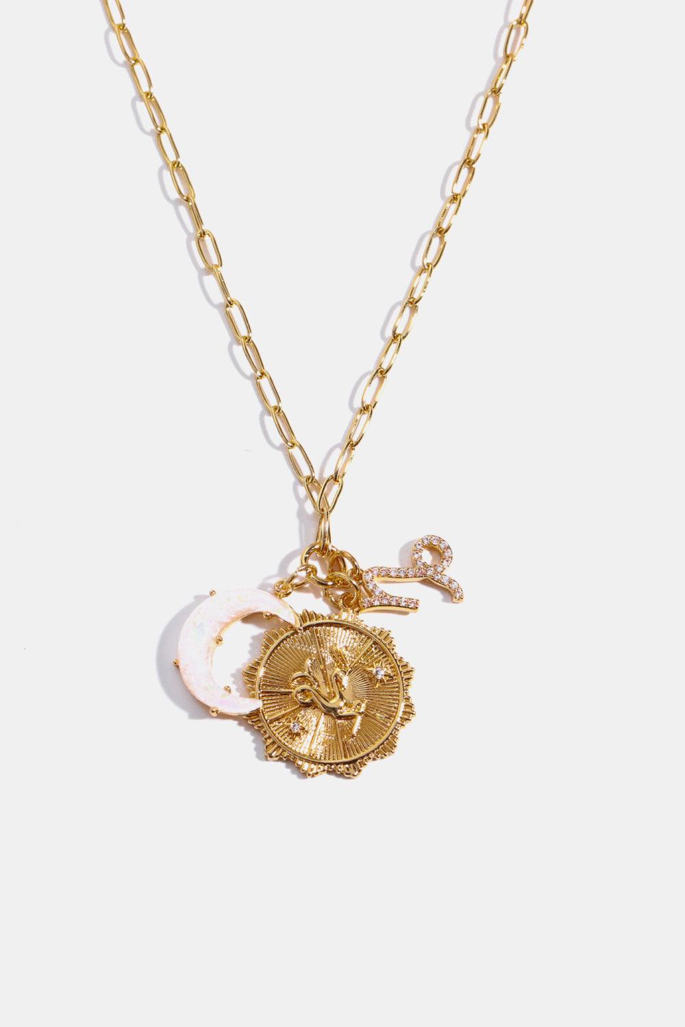 Constellation and Moon Pendant Copper Necklace Capricorn One Size