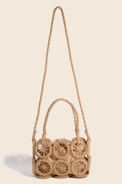 Fame Intricate Braided Wheels Crossbody Bag Camel One Size