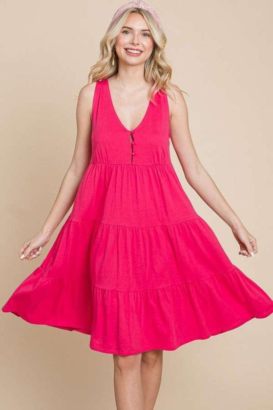 Culture Code Racerback Tiered Tank Dress Pink Flash