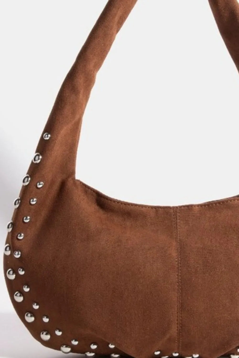 Fame Metallic Studded Faux Suede Hand Bag