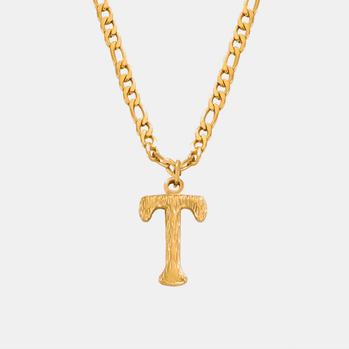 Titanium Steel Letter Pendant Necklace Style T One Size