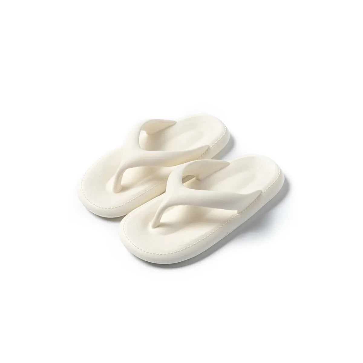 Toe Post Platform Slippers White