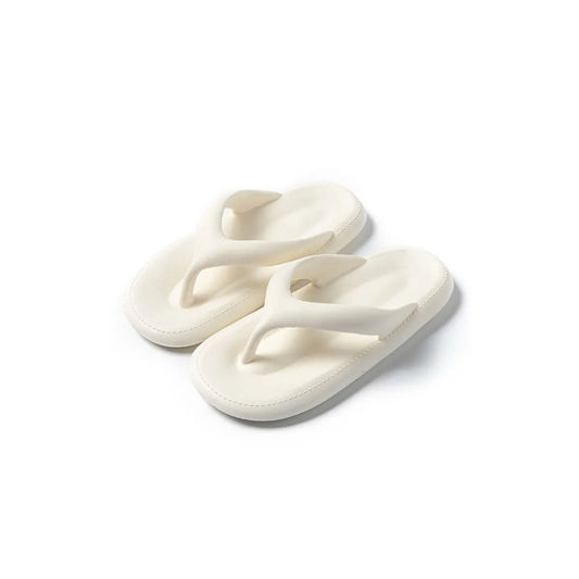 Toe Post Platform Slippers White