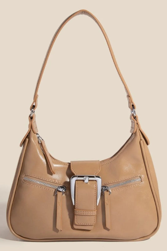 Fame Large Buckle Triple Zipper Hand Bag KA One Size