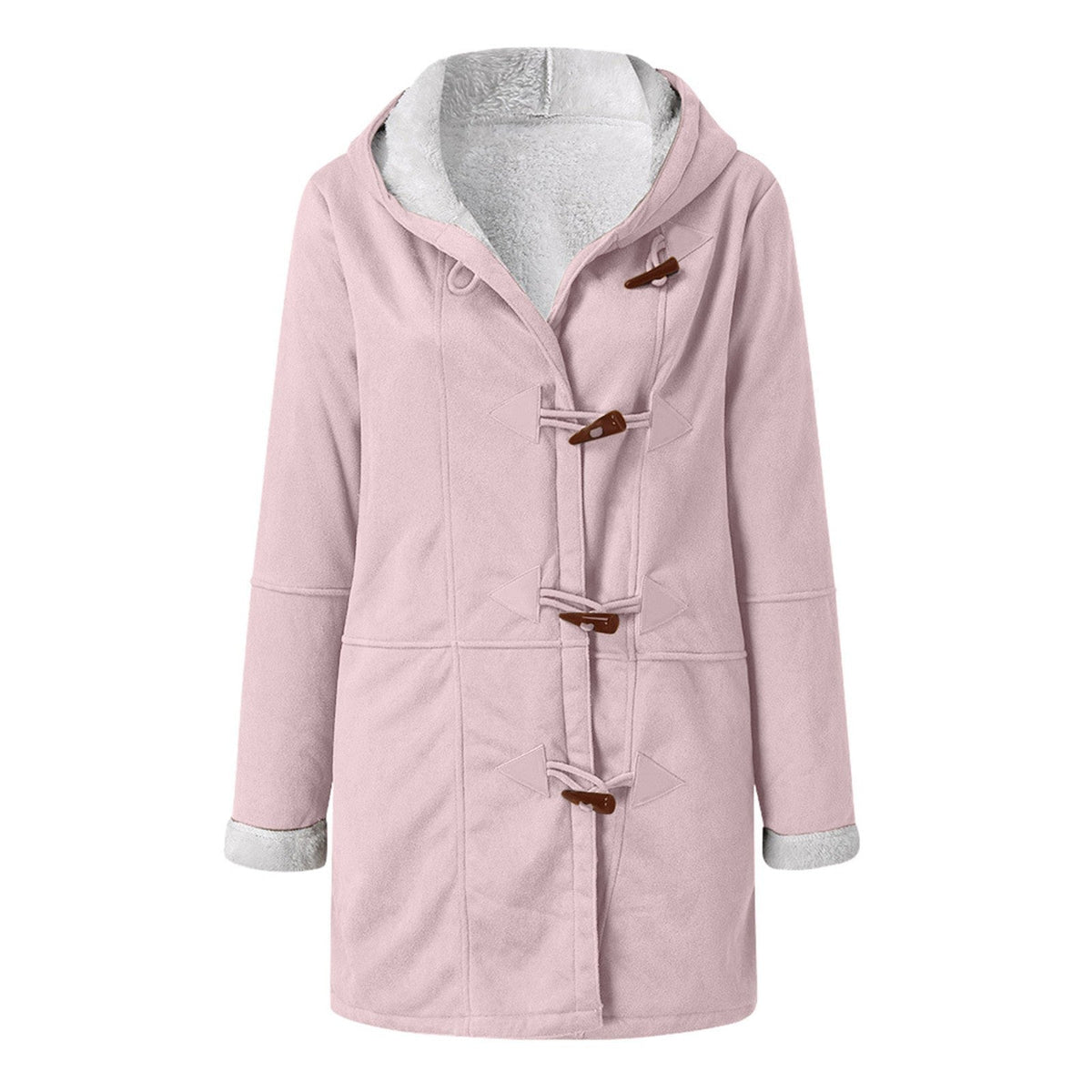 Winter Button Coat Fashion Warm Hooded Jacket With Pockets Women's Clothing