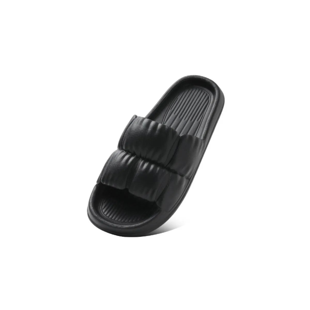 Open Toe Flats Slippers Black