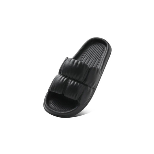 Open Toe Flats Slippers Black