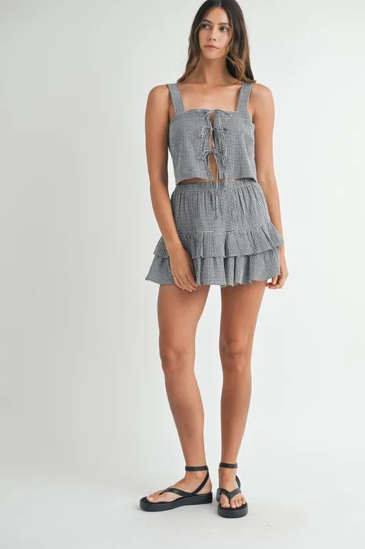 MABLE Gingham Plaid Crop Top and Mini Skirt Set