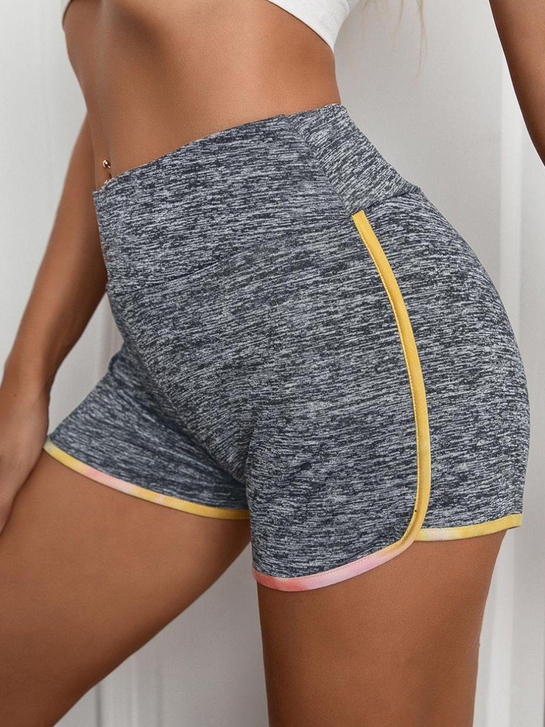 Ivy Lane Heathered Wide Waistband Shorts Gray Dawn