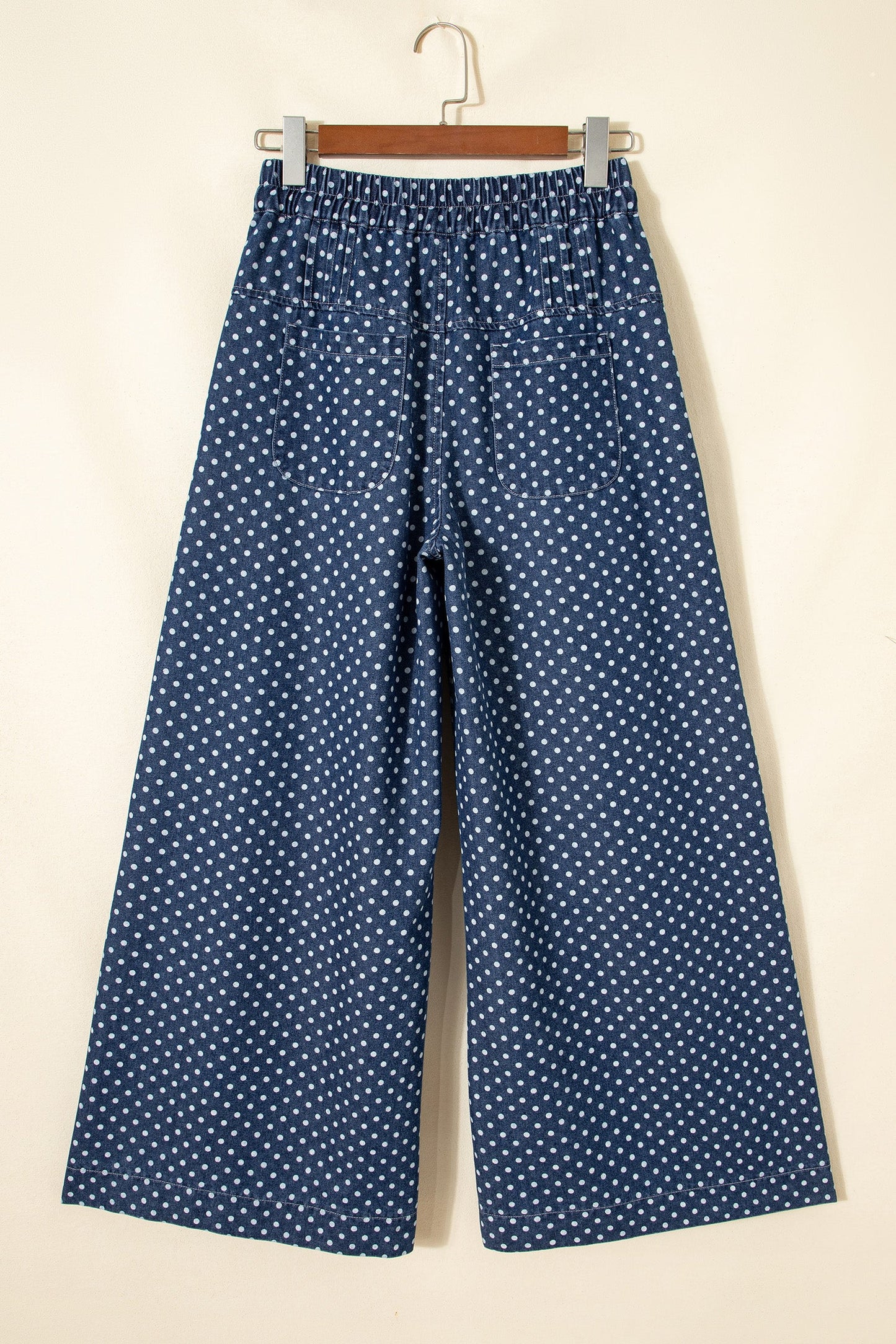 Polka Dot Button Up Pleated Wide Leg Jeans