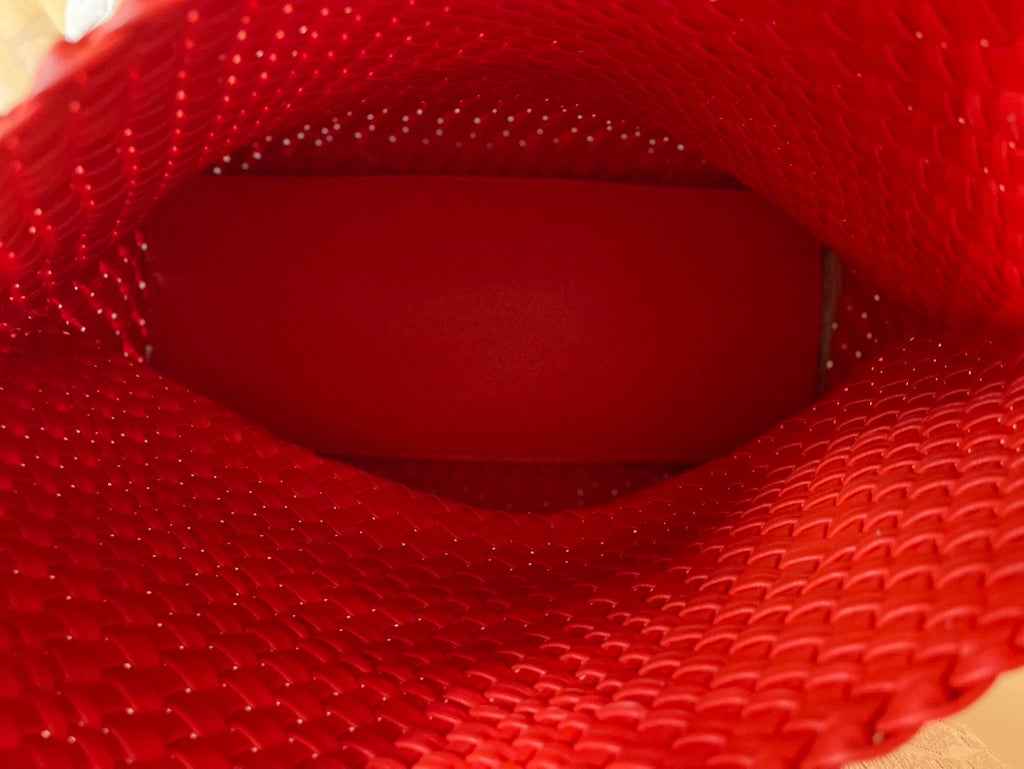 The Willow | Large Woven Vegan Leather Tote - Red/Orange