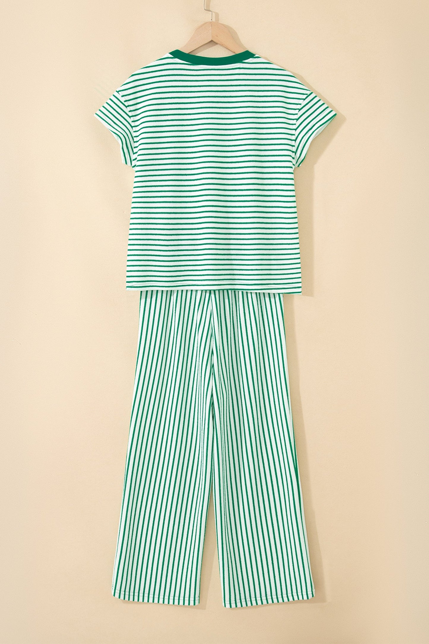 Stripe Crew Neck Tee & Drawstring Pants Set