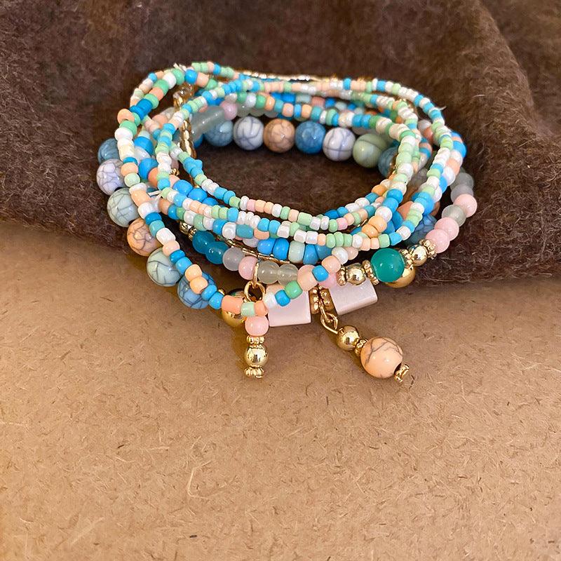 Resin Rice Bead Bracelet Sky Blue One Size