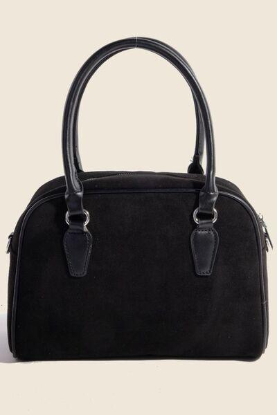 Fame Faux Leather Handle Boxy Handbag Black One Size