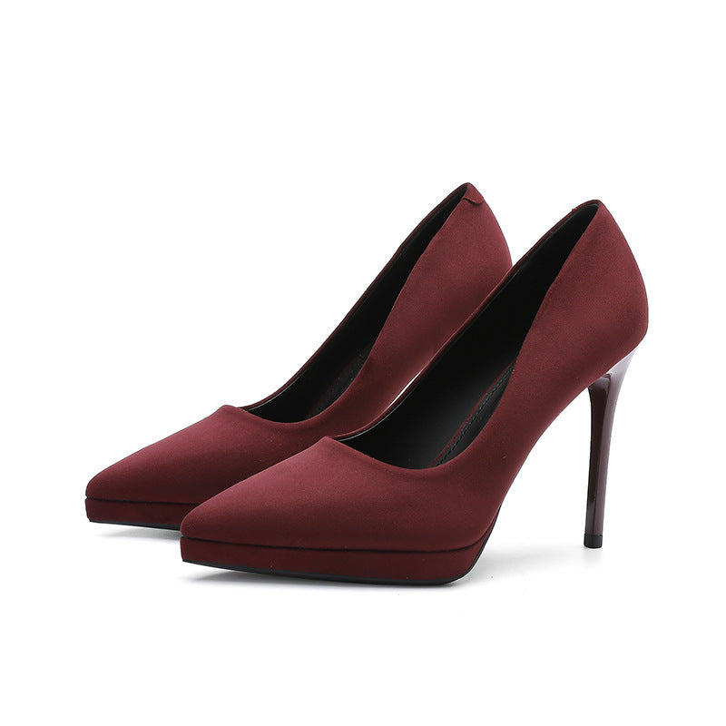Point Toe Stiletto Pumps Burgundy
