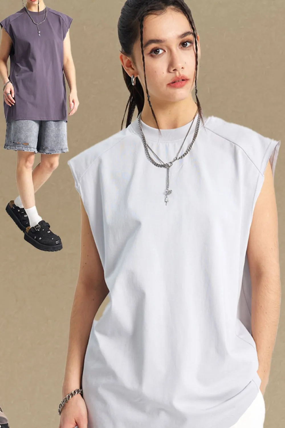 Men's Solid Color Round Neck Tank