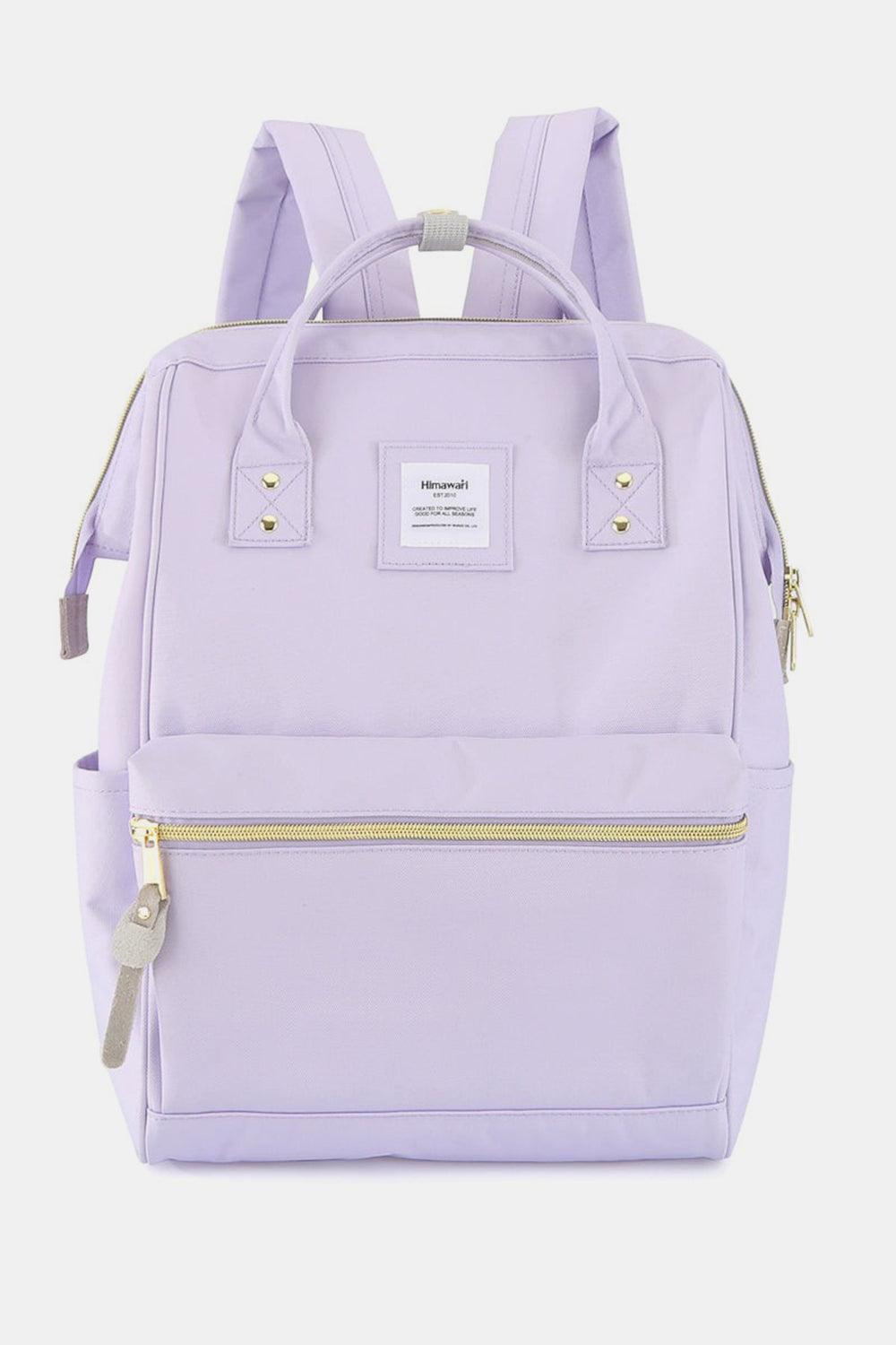 Himawari Waterproof Canvas Backpack Bag with Side Pockets Lavender One Size