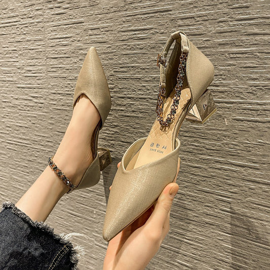 Point Toe Block Heel Pumps