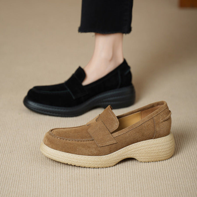 Women's Skull Print Wedge Slip-On Shoes – Round Toe High-Top Platform Loafers