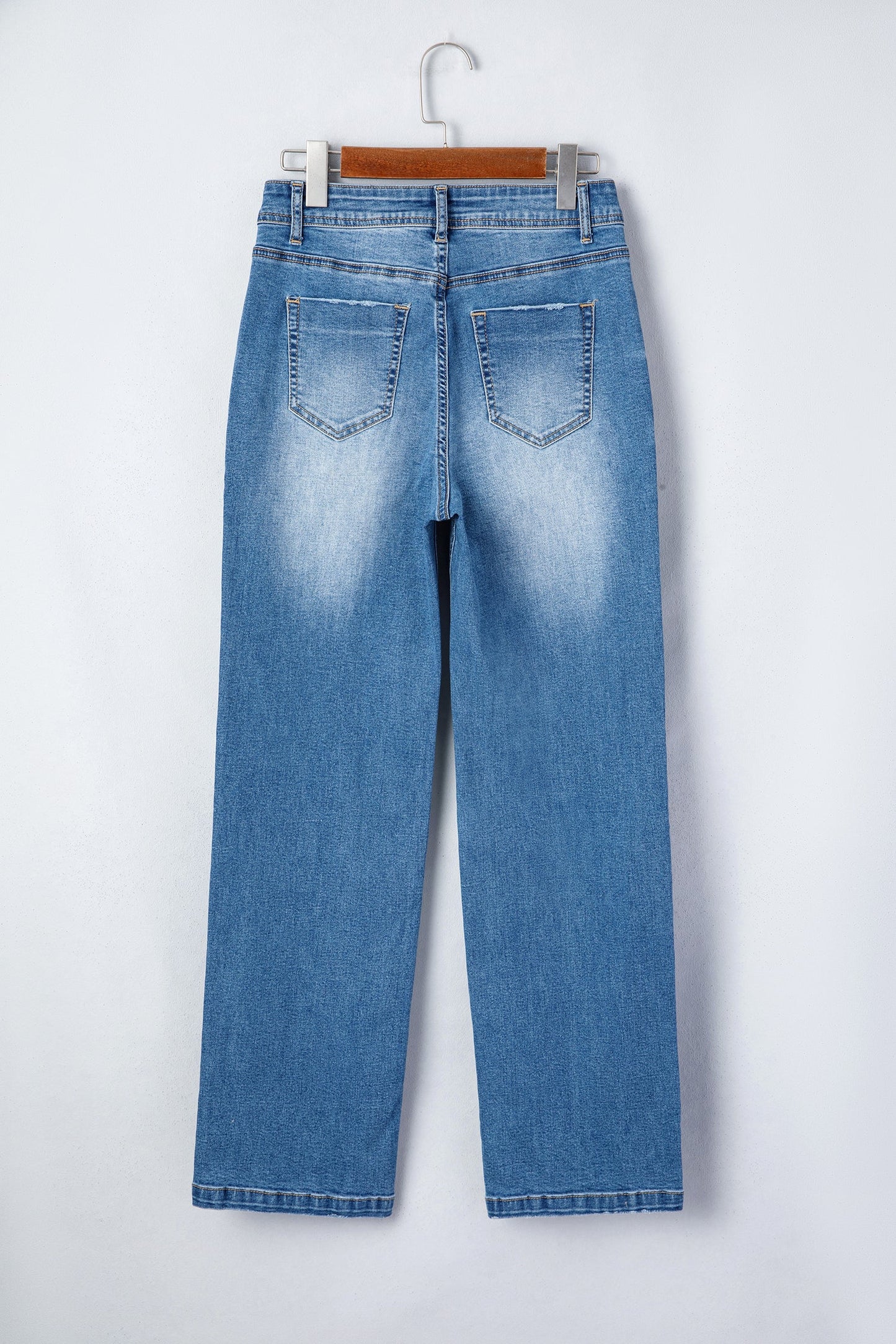 Acid Wash Denim Straight Leg Jeans