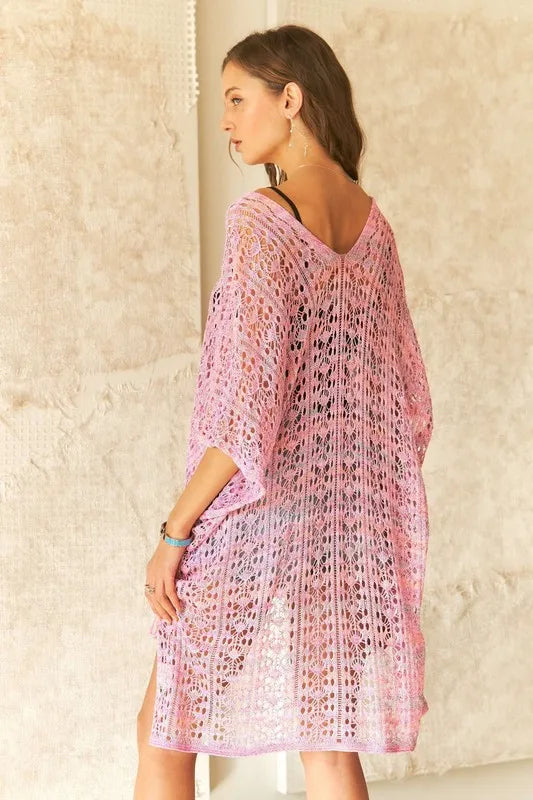 ADORA Crochet Beach Cover-Up Tunic Top