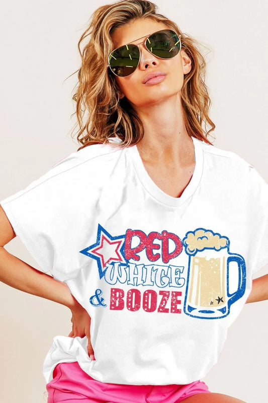 BiBi Red White and Booze Graphic Jersey Top OFF WHITE