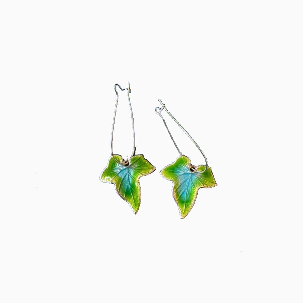 Alloy Leaf Drop Earrings Green One Size