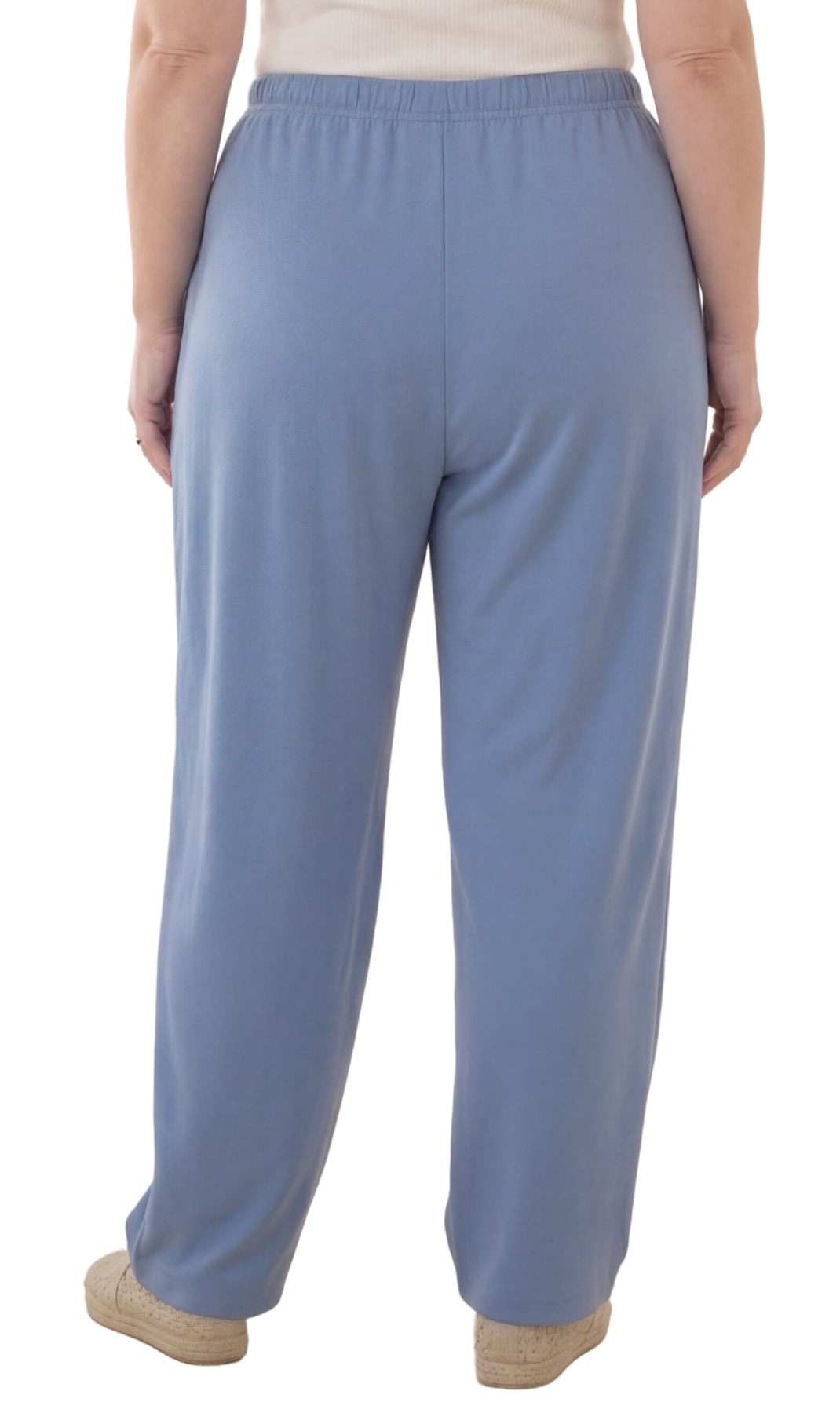 Women's Knit Pull on Pants - Cotton Blend with Flat Front waistband