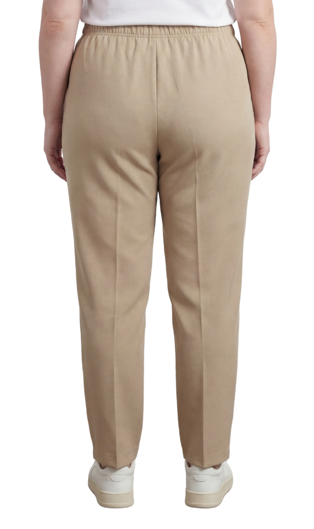 Womens Classic Poly Knit Pants - Pull On Slacks with Elastic Waist