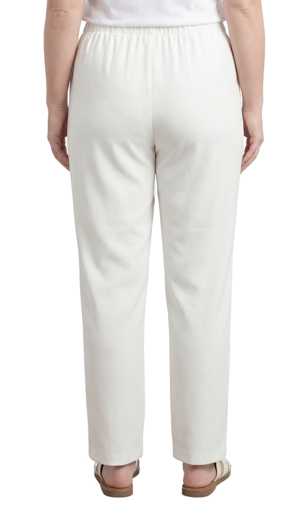 Womens Classic Poly Knit Pants - Pull On Slacks with Elastic Waist