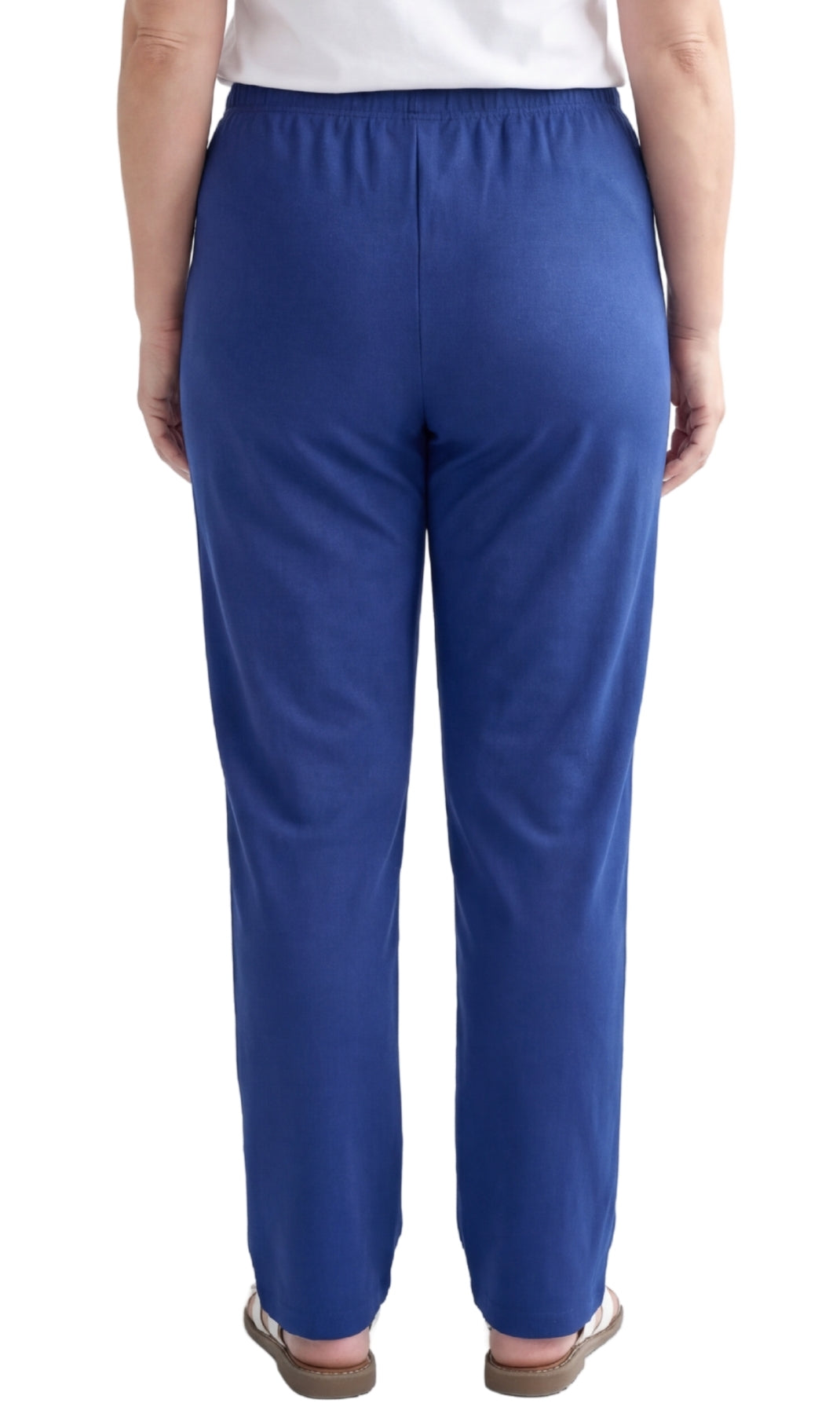Womens Classic Poly Knit Pants - Pull On Slacks with Elastic Waist