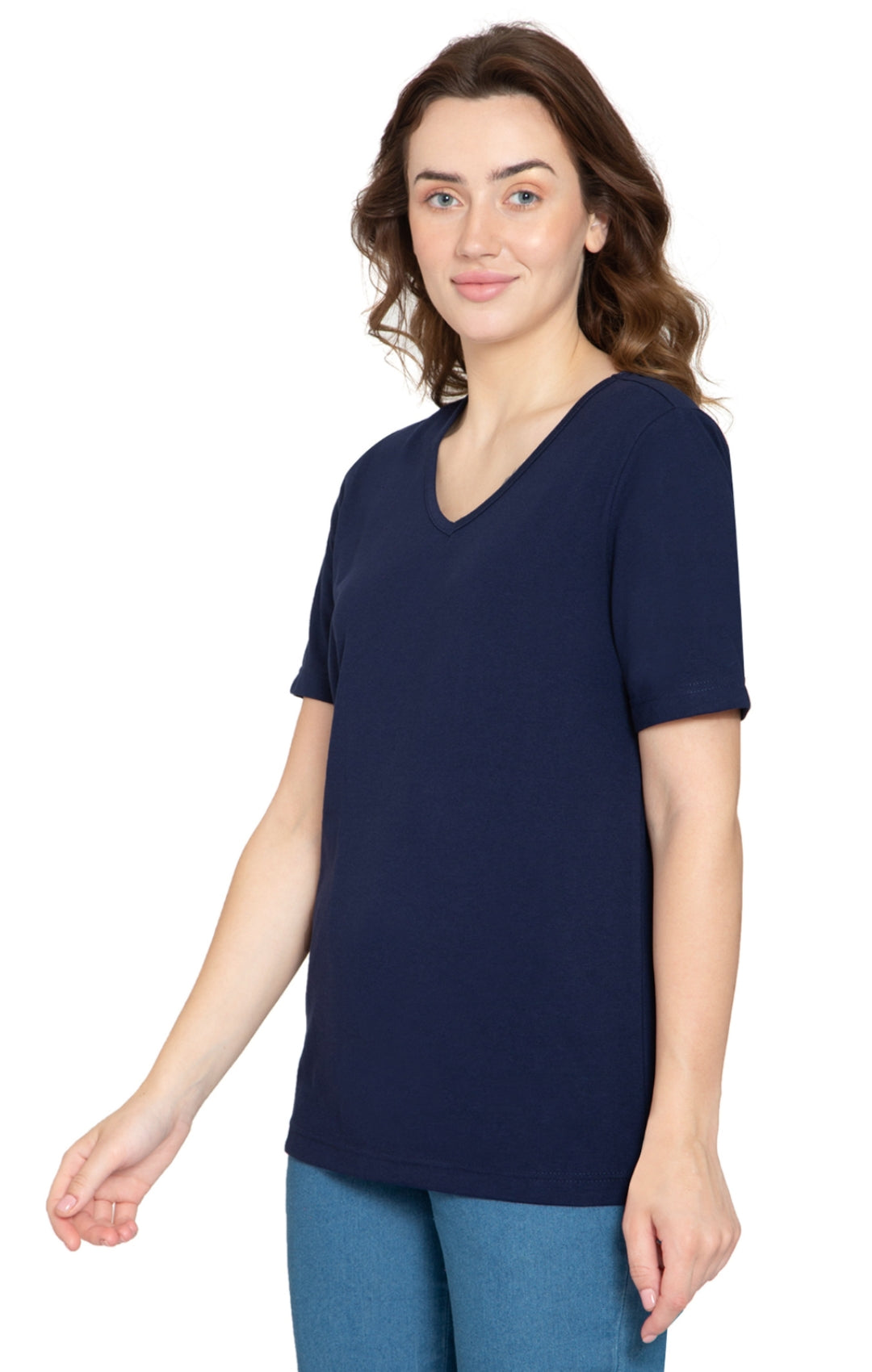 Women's Short Sleeve V-Neck T-Shirt — Wrinkle Resistant Cotton Blend