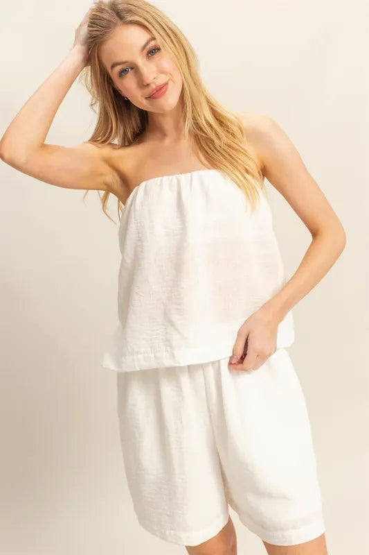 HYFVE Tube Top and Flowy Shorts Set WHITE