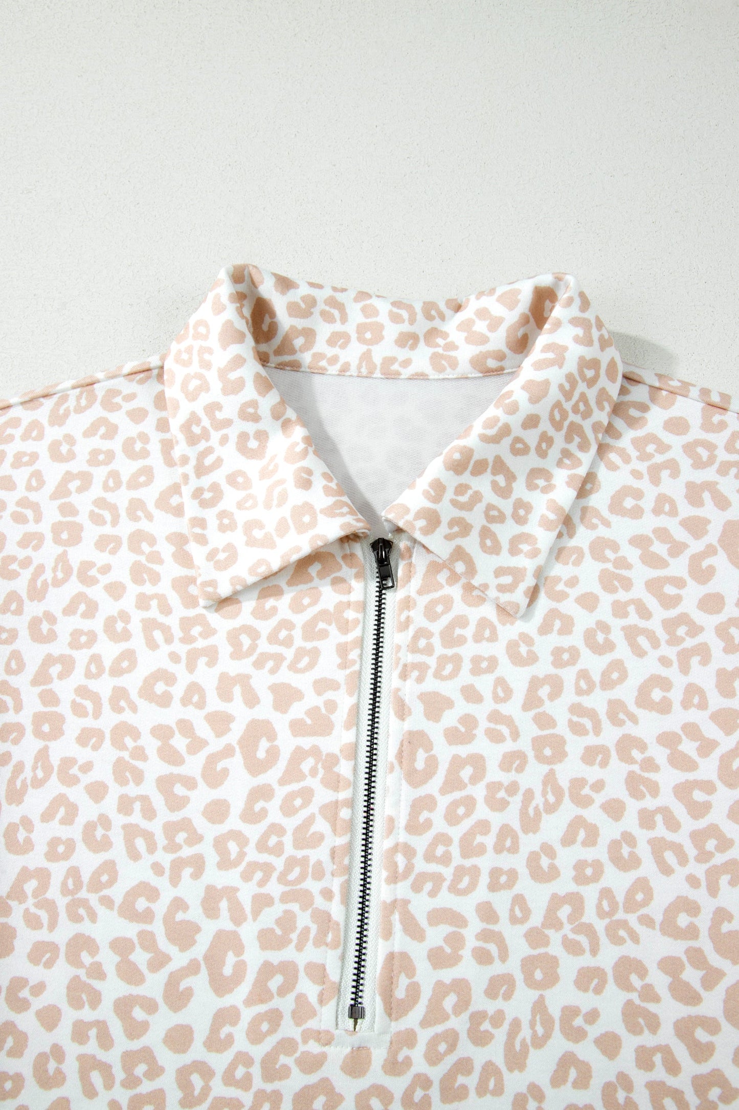 Leopard Zip Polo Top & Elastic Shorts Set