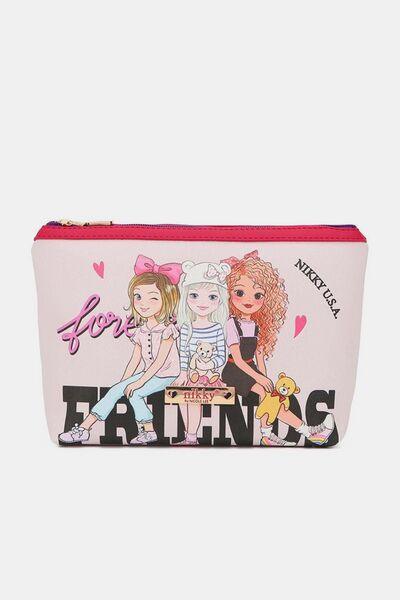 Nicole Lee USA Printed Large Cosmetic Pouch Best Friends One Size
