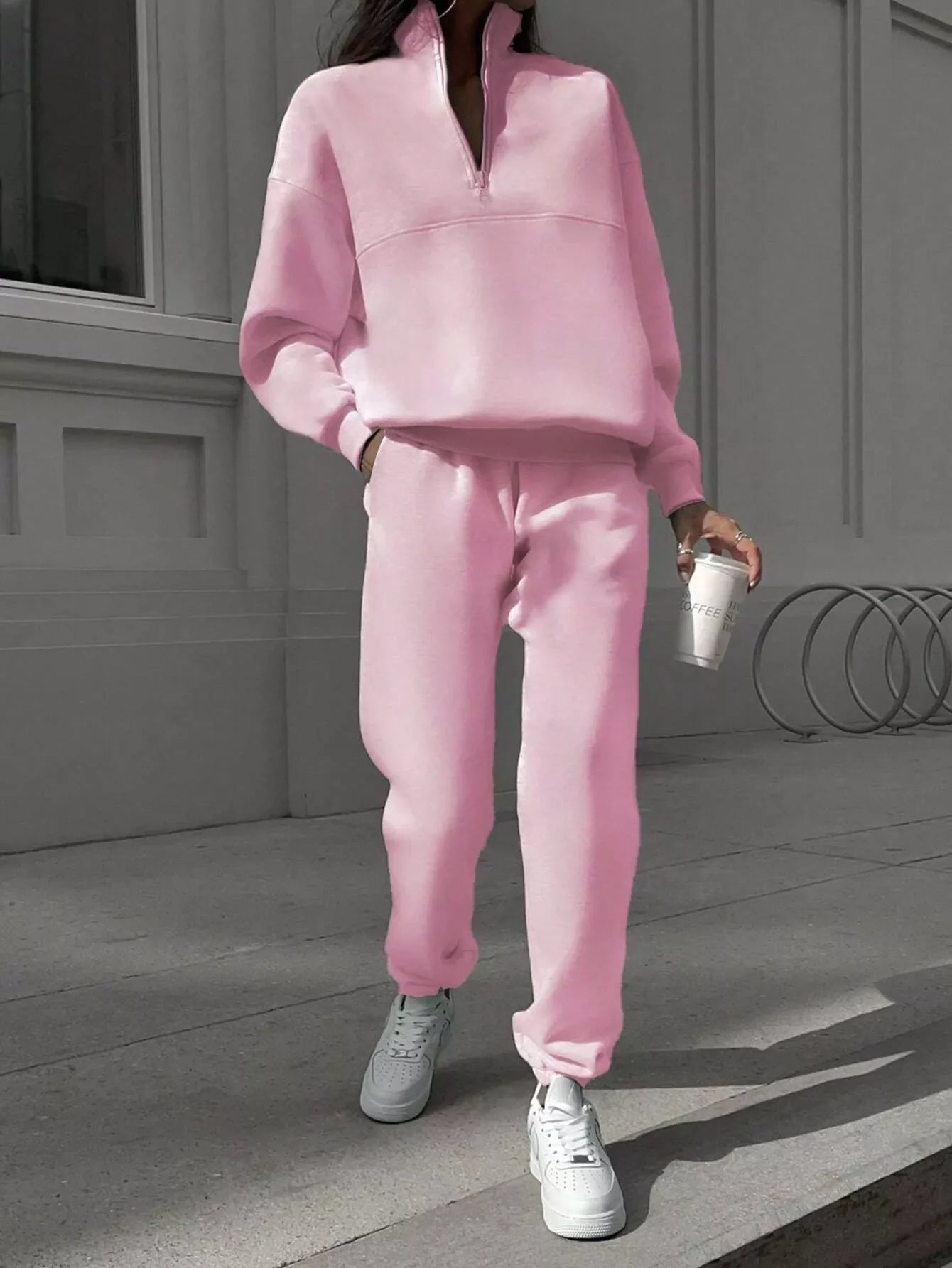 Half Zip Sweatshirt and Pants Set