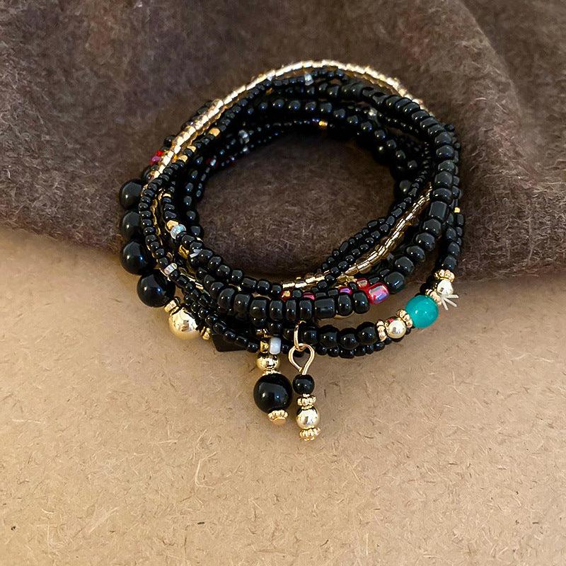 Resin Rice Bead Bracelet Black One Size